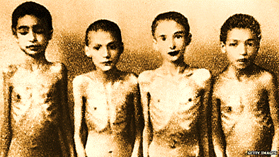 Children prisoners at Auschwitz, photographed on orders of Josef Mengele