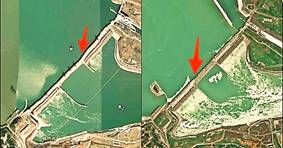 Dấu hiệu bất thường trên đập Tam Hiệp được ghi lại qua ảnh chụp vệ tinh.